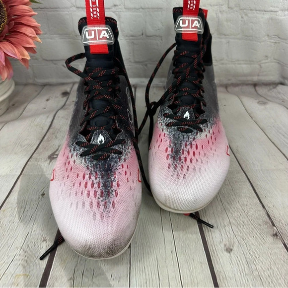 Under Armour UA football Cleats spotlight Lux MC 2.0 black and red size 14 - Picture 3 of 14